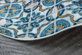 ANDRE 53020 covor lavabil gresii de Lisbona, bucatarie, anti-alunecare - albastru / bej