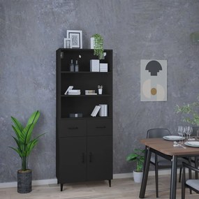 Dulap inalt, negru, lemn prelucrat 1, Negru, 2 doors 2 drawers