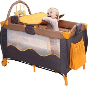 Pătuț de călătorie, portocaliu/gri