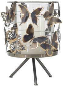 Decoratiune cu suport pentru lumanare multicolor din metal, ∅ 15 cm, Butterflies Mauro Ferretti