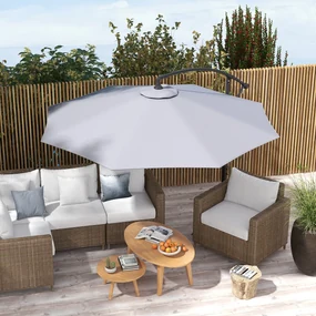 Outsunny Copertină de Rezervă pentru Umbrelă cu Priză de Aer, Rezistentă la UV și Apă, Ø295 cm, Gri | Aosom Romania
