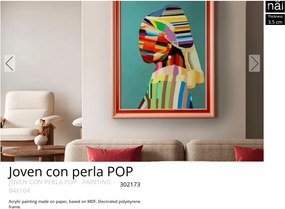 Tablou decorativ Joven con perla POP, 84x104cm