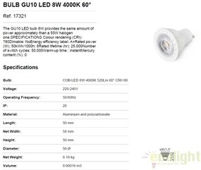 BEC LED GU10 8W 4000K 17321