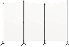 Paravan de camera cu 3 panouri, alb, 260 x 180 cm, textil