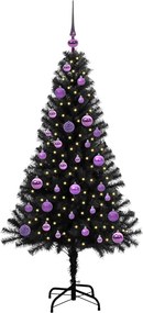 vidaXL Brad de Crăciun cu 150 LED cu suport Negru 150 cm PVC