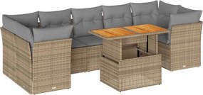 vidaXL Set canapele de grădină, 8 piese, cu perne, bej, poliratan