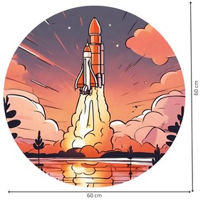 PIPPER. Autocolant circular de perete „Lansarea navetei spațiale” mărimea: 60cm