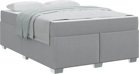 vidaXL Cadru de pat cu saltea Gri deschis 140 x 200 cm țesătură