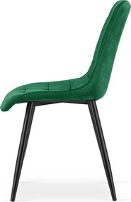 Scaun de masa SPLIT VELVET cu picioare negre, verde