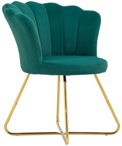 HOMCOM Fotoliu coquillage fotoliu de machiaj fotoliu din catifea fotoliu de salon cu picioare din oțel 69 x 64 x 80 cm verde închis | Aosom Romania