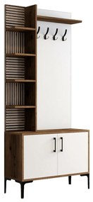 Cuier cu dulap pentru pantofi și rafturi ViyanaWalnut and White