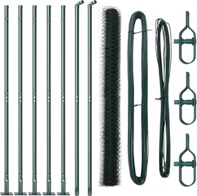 vidaXL Stâlp de gard. Verde 10 x 1,5 m (plasă de 50 mm) Oțel și PVC