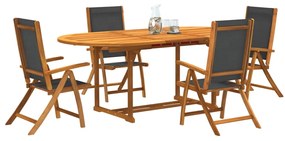 vidaXL Set mobilier de grădină, 5 piese, lemn masiv acacia/textilenă