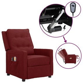 Fotoliu de masaj rabatabil electric, roșu vin, material textil