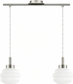 BRILAGI - Lampă suspendată LED pe cablu RETRO GLASS 2xE27/60W/230V crom mat/alb