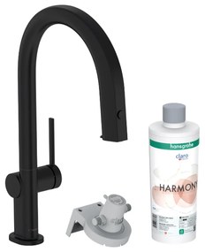 Baterie chiuveta bucatarie neagra cu filtru de apa Hansgrohe Aqittura M91 76800670 Negru mat