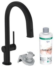 Baterie chiuveta cu capat extractibil si filtrare, sBox, negru mat Negru mat