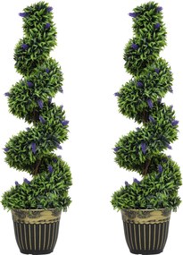 HOMCOM Set de Două Plante Artificiale Lavandă 90cm | Aosom Romania