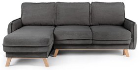 Colțar gri extensibil cu tapițerie din catifea reiată (cu colț variabil) Tori – Bonami Selection