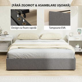 HOMCOM Somieră cu spațiu de depozitare, pat tapițat compact | Aosom Romania