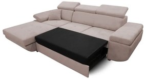 Colțar extensibil în L CASTELO, cu spațiu de depozitare, varianta stânga, bej