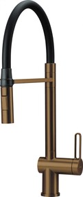 Baterie pentru chiuveta bucatarie, bronz, cap mixer, pipa flexibila, 2 tipuri de jet, Deante Magnetic