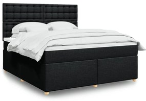 vidaXL Pat box spring cu saltea, negru, 180x200 cm, catifea