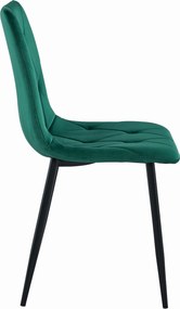 OFERTA Scaun de sufragerie din catifea verde inchis LIBRA cu picioare negre II. calitate