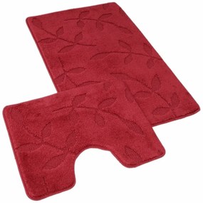 Set de covorașe de baie Kvalitex Frunze vișiniu , 60 x 100 cm, 60 x 50 cm