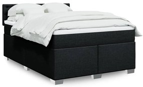 vidaXL Pat box spring cu saltea, negru, 140x190 cm, textil