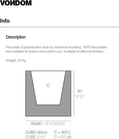 Ghiveci plante, flori design decorativ modern pentru amenajari interioare si exterioare, CUBE POT 41380R Vondom