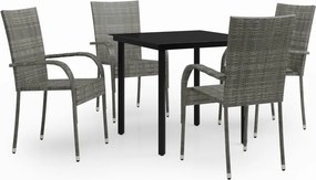 vidaXL Set mobilier de grădină, 5 piese, gri și negru