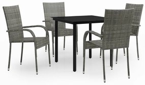 3099390 vidaXL Set mobilier de grădină, 5 piese, gri și negru