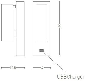 Aplica moderna cu spot LED directionabil USB Charger Hotel negru