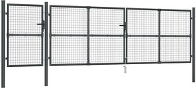 vidaXL Poartă de grădină cu plasă, antracit, 500x125 cm, oțel galvanizat
