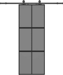 vidaXL Ușă glisantă cu set feronerie neagră 76x205cm sticlă securizată