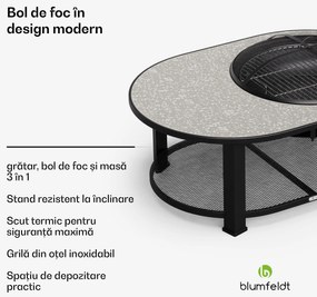 Merano Circolo L, șemineu 3 în 1,cu funcție grill, poate fi folosit ca masă