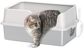 PawHut Litieră Inox, Bord Detasabil, Antimiros | Aosom Romania