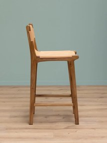 Scaun de bar din piele si lemn de tec , " Fazenda "