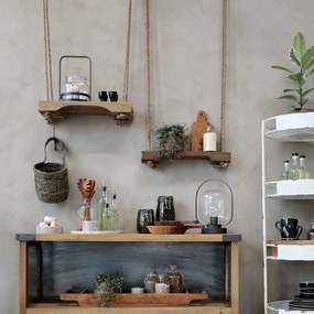 Raft din lemn, cu franghie de iuta, pentru decor, Tall Grimaud