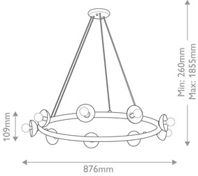 Kichler KL-PALTA9-CPZ - Candelabru suspendat pe cablu PALTA 9xE14/40W/230V auriu