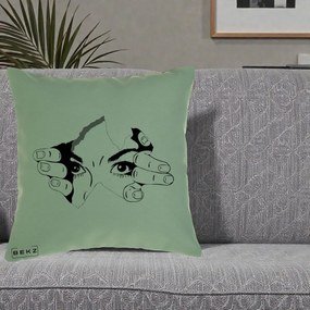 Perna Decorativa Ochi care Rup Suprafata, 40x40 cm, Verde, Husa Detasabila, Perna Inclusa, BEKZ®