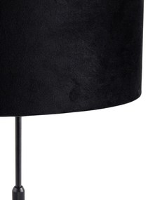 Lampă de masă neagră cu abajur oval din catifea neagră 35cm - Parte