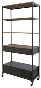 Etajera din metal si lemn, cu 4 sertare, stil industrial