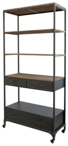 Etajera din metal si lemn, cu 4 sertare, stil industrial