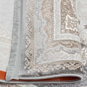 250x350 cm Covor living/dormitor, 70% Polyester și 30% Bumbac, Design Clasic Traditional, Gri, Densitate 2800 gr/m2