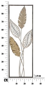 Decorațiune pentru perete Mauro Ferretti Foglie, 30,5 x 91 cm, auriu