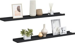vidaXL Rafturi rame foto cu bordură, 2 buc., negru, 80 x 9 x 3 cm, MDF