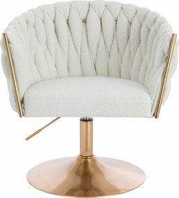 HR750N Scaun Crem Boucle cu Bază Aurie