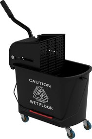 HOMCOM Cărucior Profesional pentru Curățenie cu Găleată pentru Mop de 20L, 60x27x70,5 cm, Negru | Aosom Romania